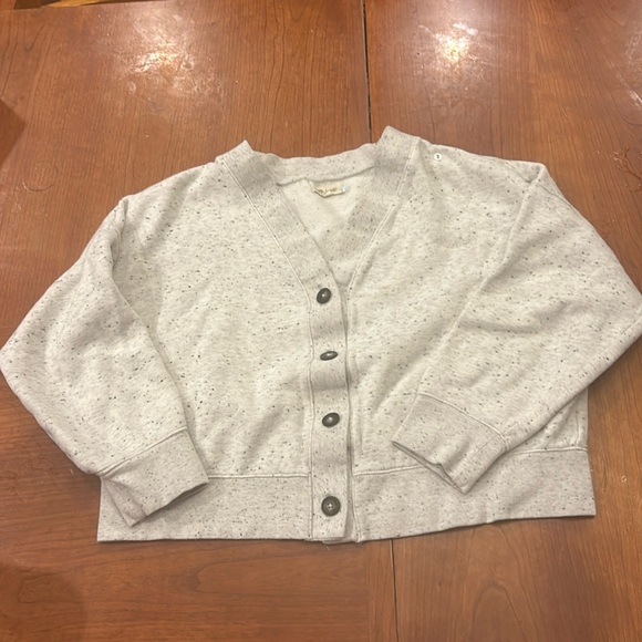 Madewell Button Down Cardigan Sweatshirt in Donegal Grey Speckle - Picture 1 of 5